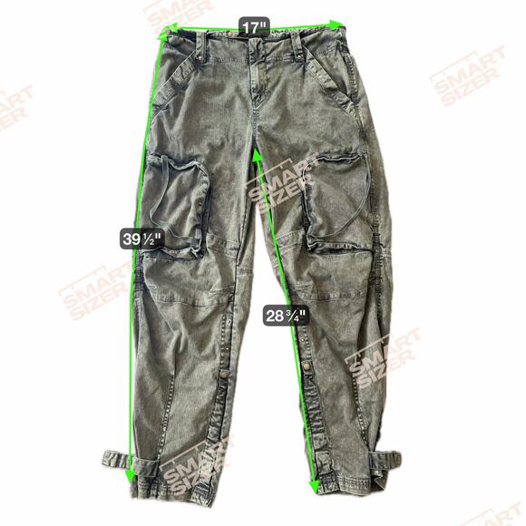 We The Free People Can't Compare Slouch Pants Cargo Green M Straight Mid-Rise - Picture 8 of 10